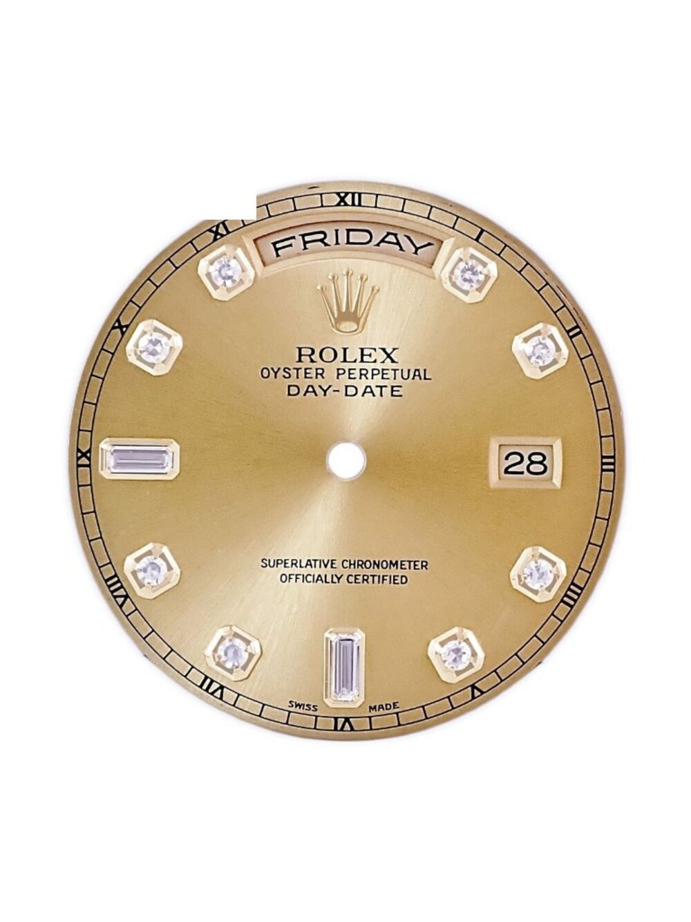 Rolex Watch Parts Day Date Dial Stainless Steel Diamond Champagne Gold Index